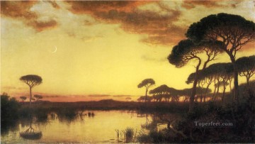 William Stanley Haseltine Painting - Sunset Glow paisaje de la Campaña Romana Luminismo William Stanley Haseltine